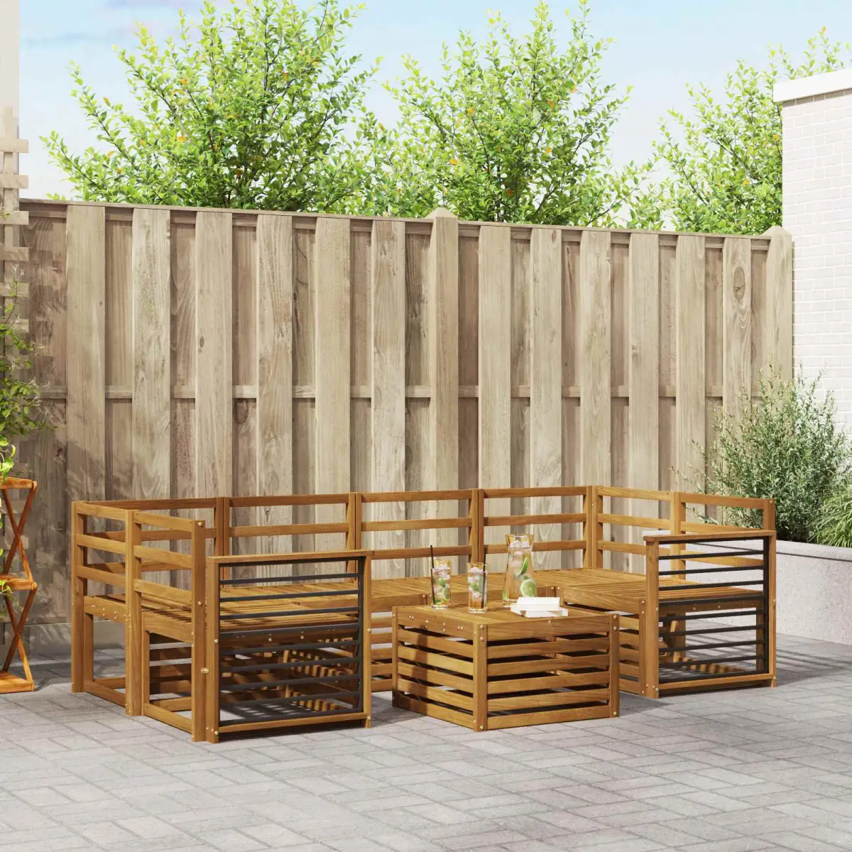 vidaXL vidaXL Sofa Sets 7 pcs Natural Solid Acacia Wood - Garden Sofa Sets