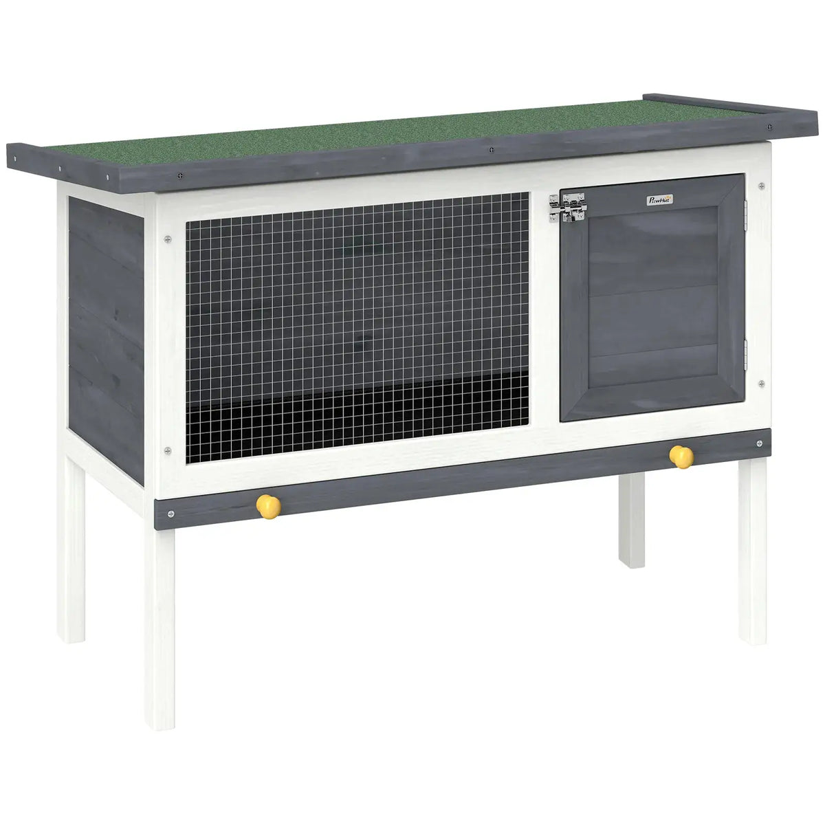 PawHut Wooden Rabbit Hutch, Guinea Pig Hutch with Asphalt Roof, Outdoor Elevated Bunny House for Rabbits, Chinchillas - from PawHut
