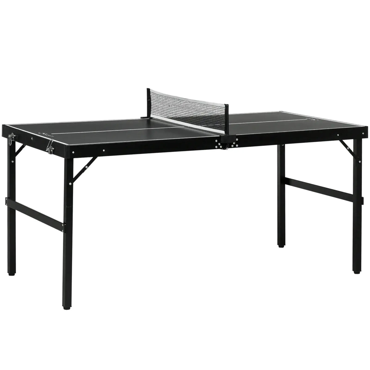 SPORTNOW 5ft Mini Table Tennis Table, Folding Ping Pong Table with Net and Aluminium Frame, Portable Ping Pong Game Set for Indoor Outdoor Use, Black - from SPORTNOW