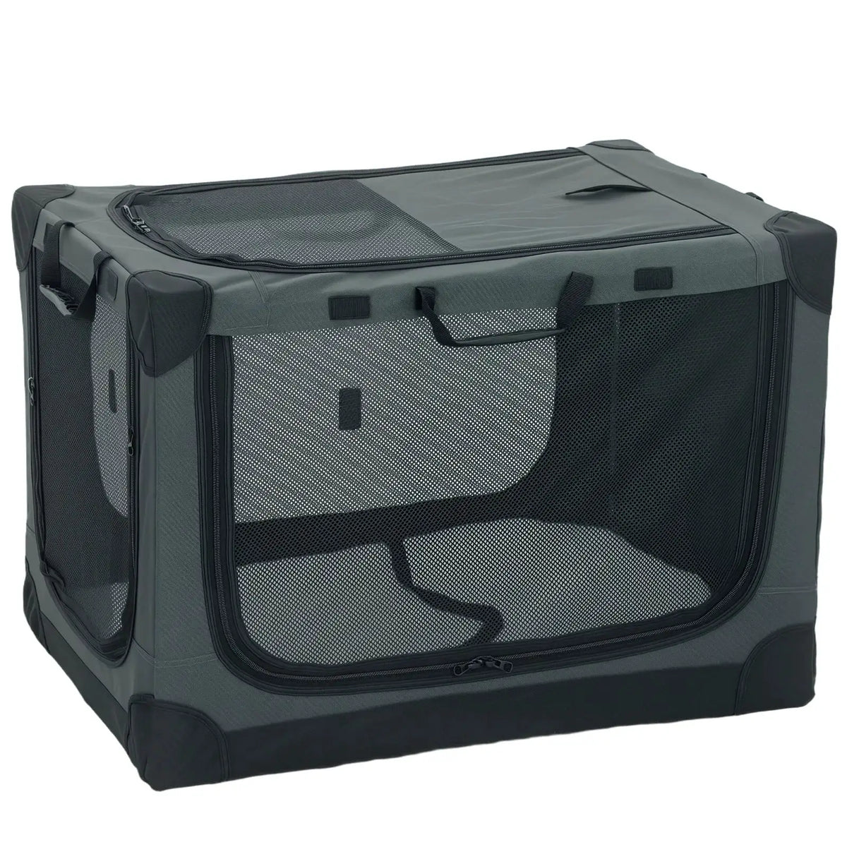 PawHut Soft Dog Crate Pet Travel Crate 76 x 54 x 54 cm with Removable Pad Mesh Window Army Green - from PawHut