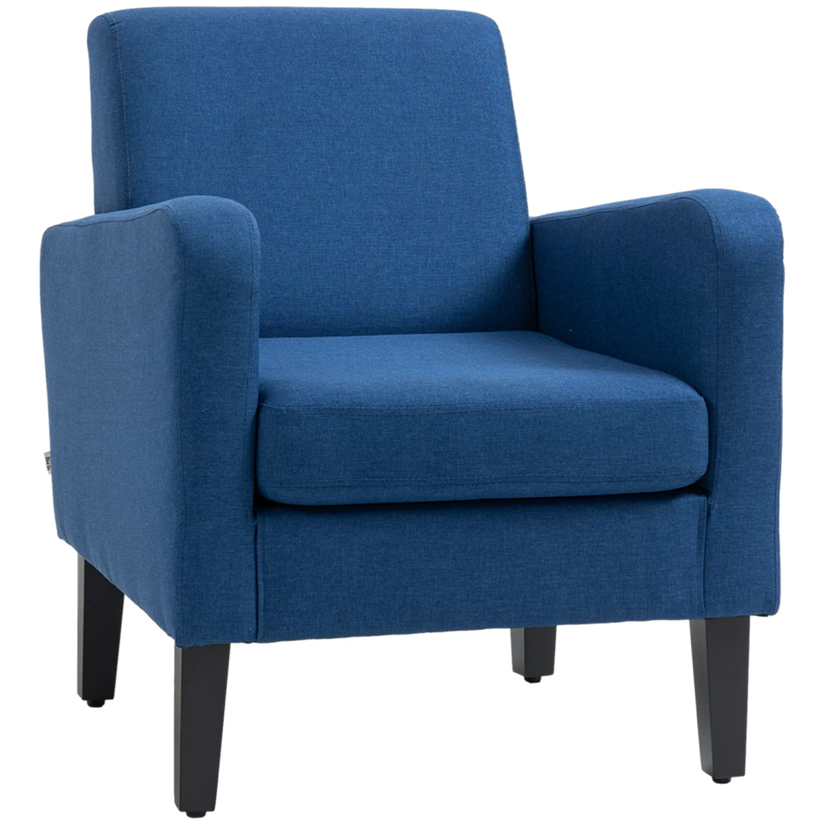 HOMCOM Armchair Compact With Rubber Wood Legs Bedroom Blue by HOMCOM