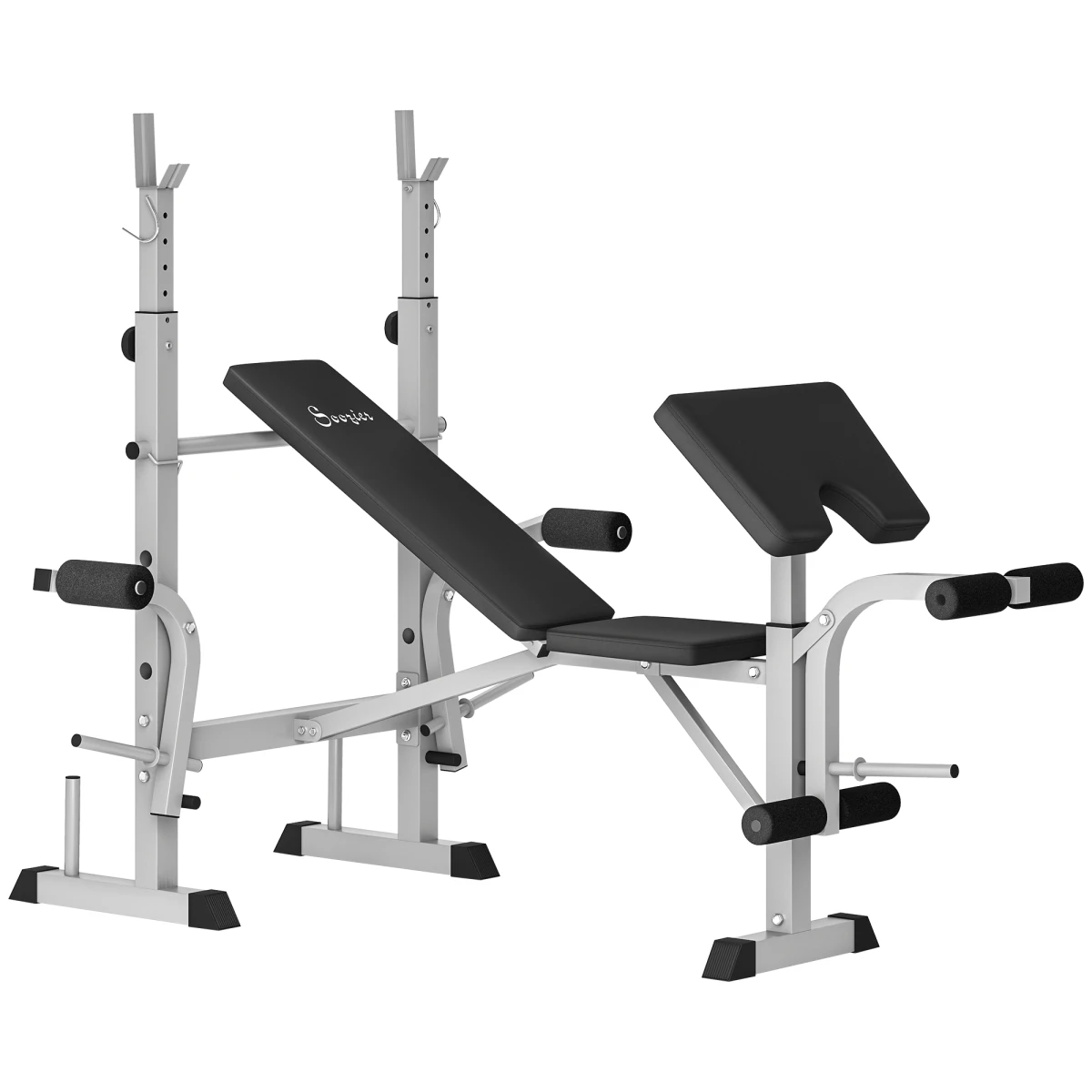HOMCOM HOMCOM Adjustable Weight Bench with Squat Rack, Leg Developer, Grey - Wine Rack