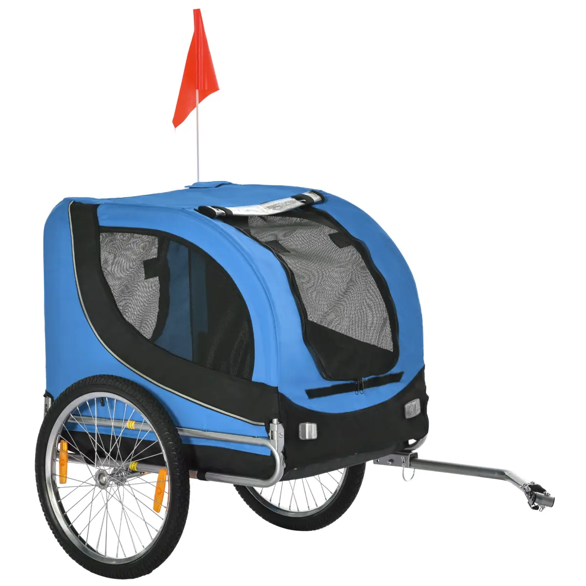 Pawhut Dog Bike Trailer Pet Cat Carrier for Small Medium Puppy Travel Black and Blue - Pet Carrier