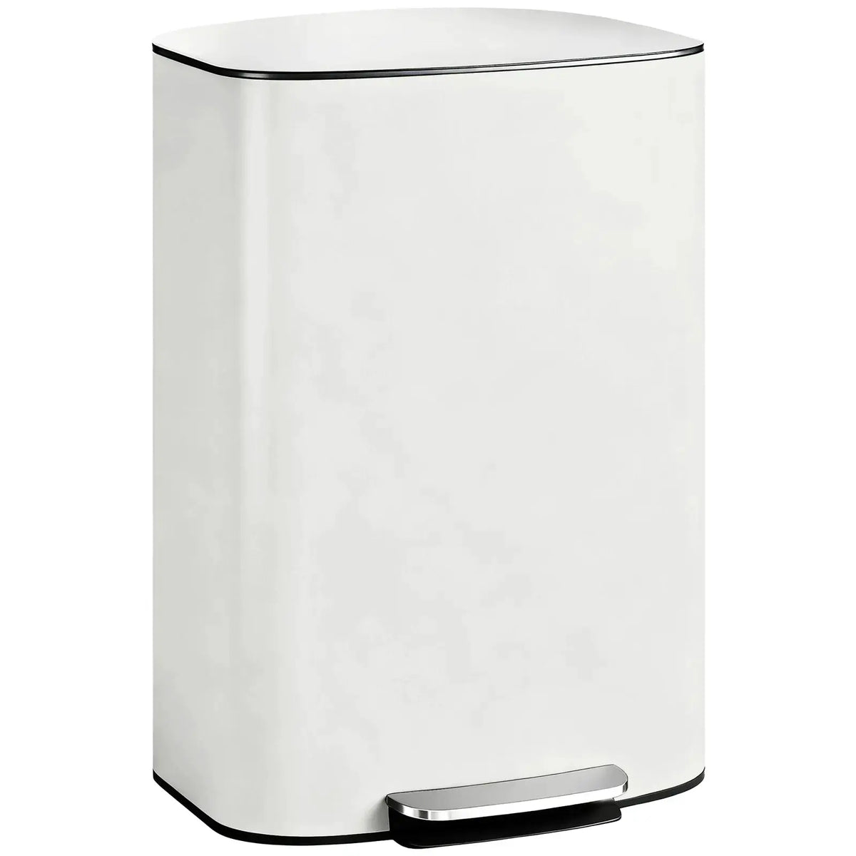 HOMCOM 50L Kitchen Bin with Soft-Close Lid and Stay-Open Function, Stainless Steel Pedal Bin with Removable Inner Bucket, Carry Handle for Kitchen, Office, Home, Cream - from HOMCOM