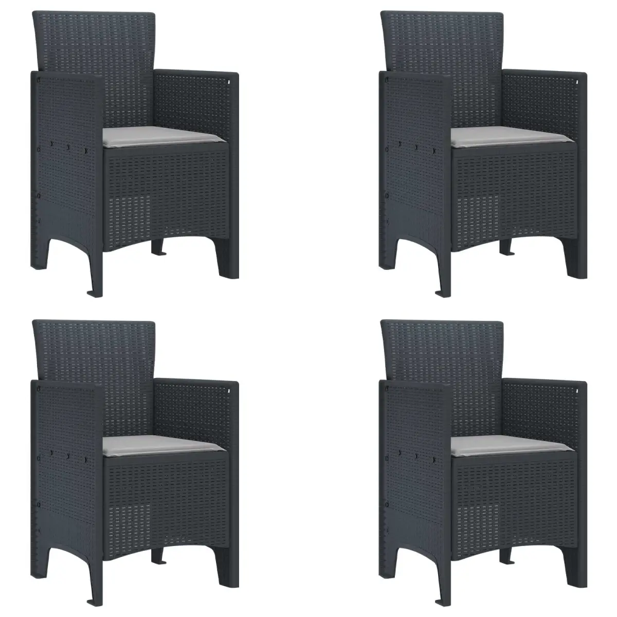 vidaXL vidaXL Garden Chair 4 pcs Anthracite 53 x 49 x 85 cm Polypropylene - Garden Chairs