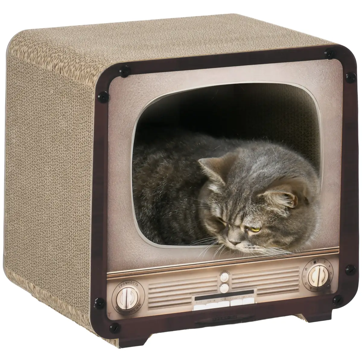 PawHut PawHut TV Shape Cat Scratching Board with Catnip, for Indoor Cats, Brown - Cat House