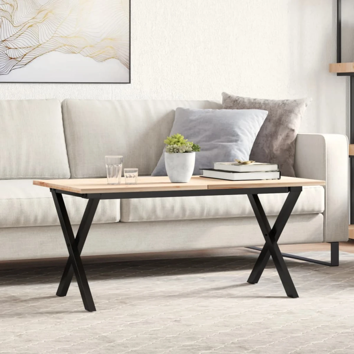 vidaXL VidaXL Coffee Table Legs X-Frame 80x40x43 cm Powder-Coated Steel For DIY Projects - Coffee Table