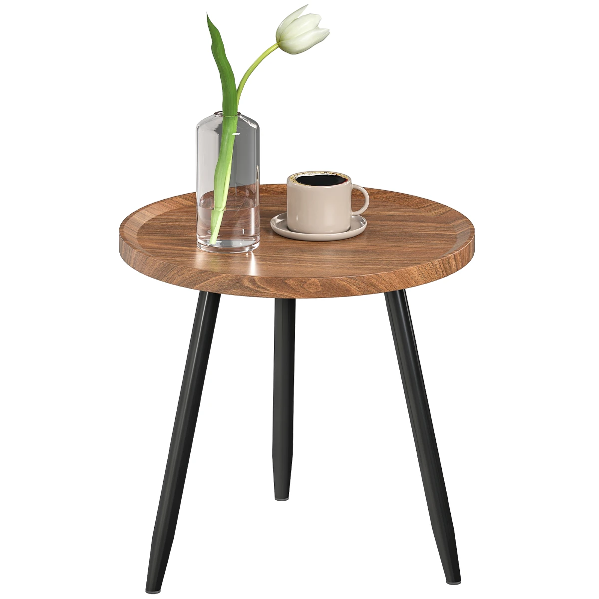 HOMCOM Round Side Table 50cm Tray Living Room by HOMCOM