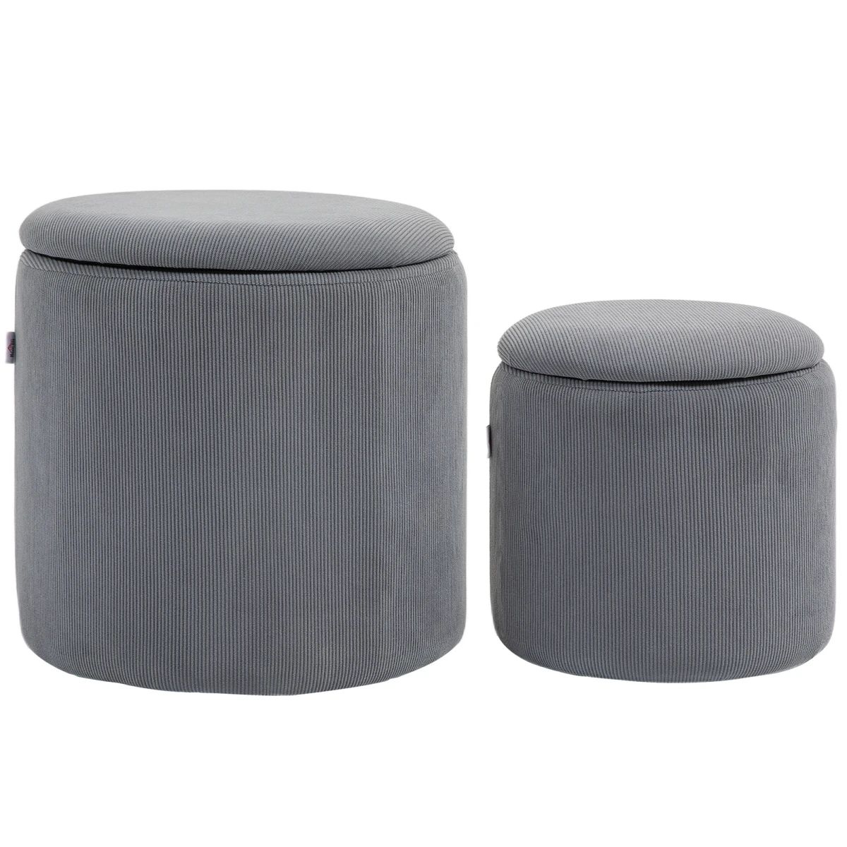 HOMCOM Fabric Storage Ottoman Set Large Small Lid by HOMCOM