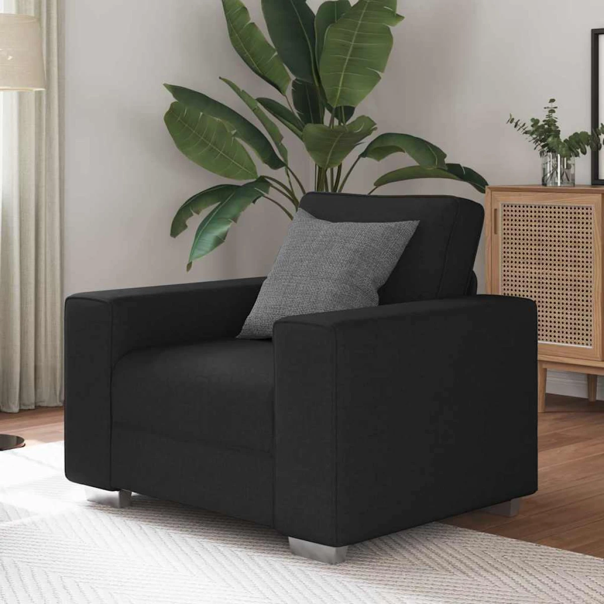 vidaXL VidaXL Sofa 100x77x82 cm Fabric Black Cushion Living Room - Sofa