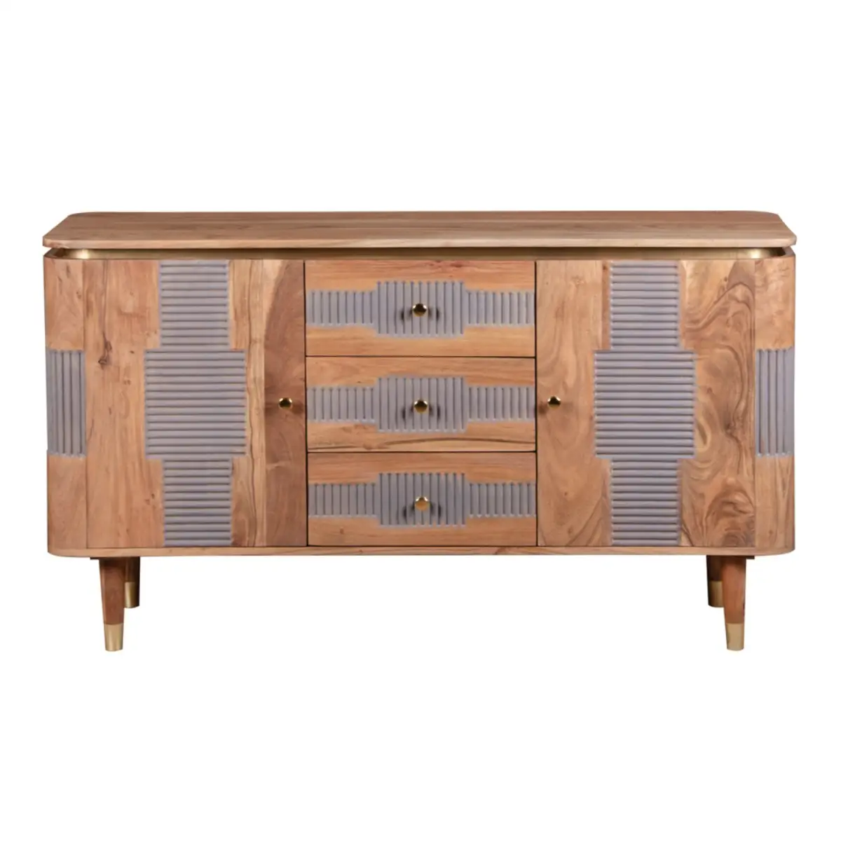 Indian Hub Wilton Acacia Wood 2 Doors 3 Drawers Sideboard - Sideboard