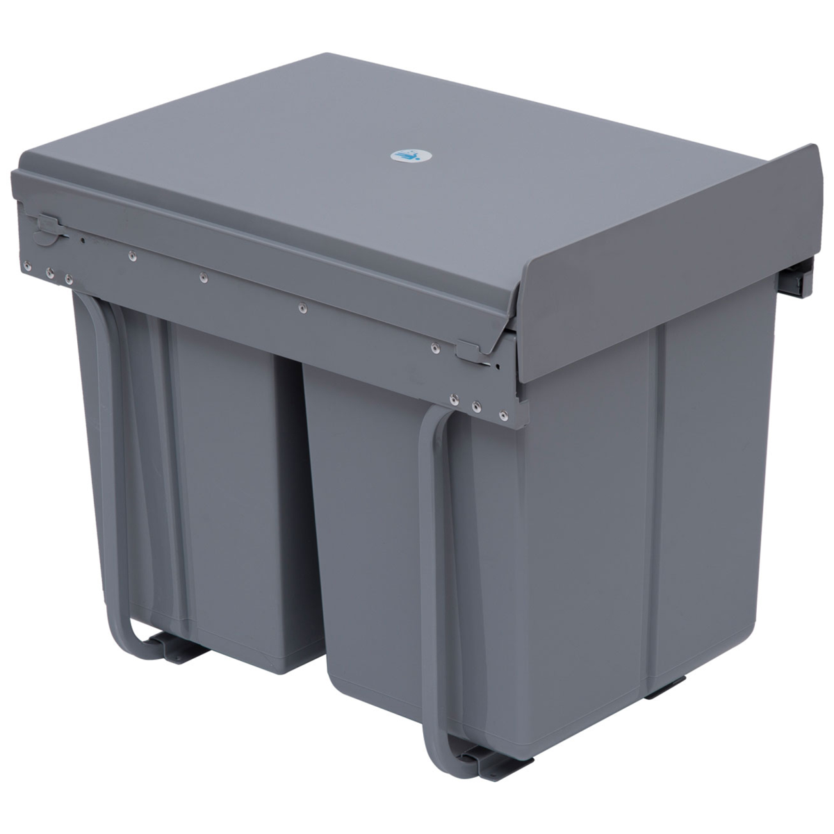 Recycle Waste Bin Pull Out Dustbin Recycling Cabinet 40L-Grey - from HOMCOM