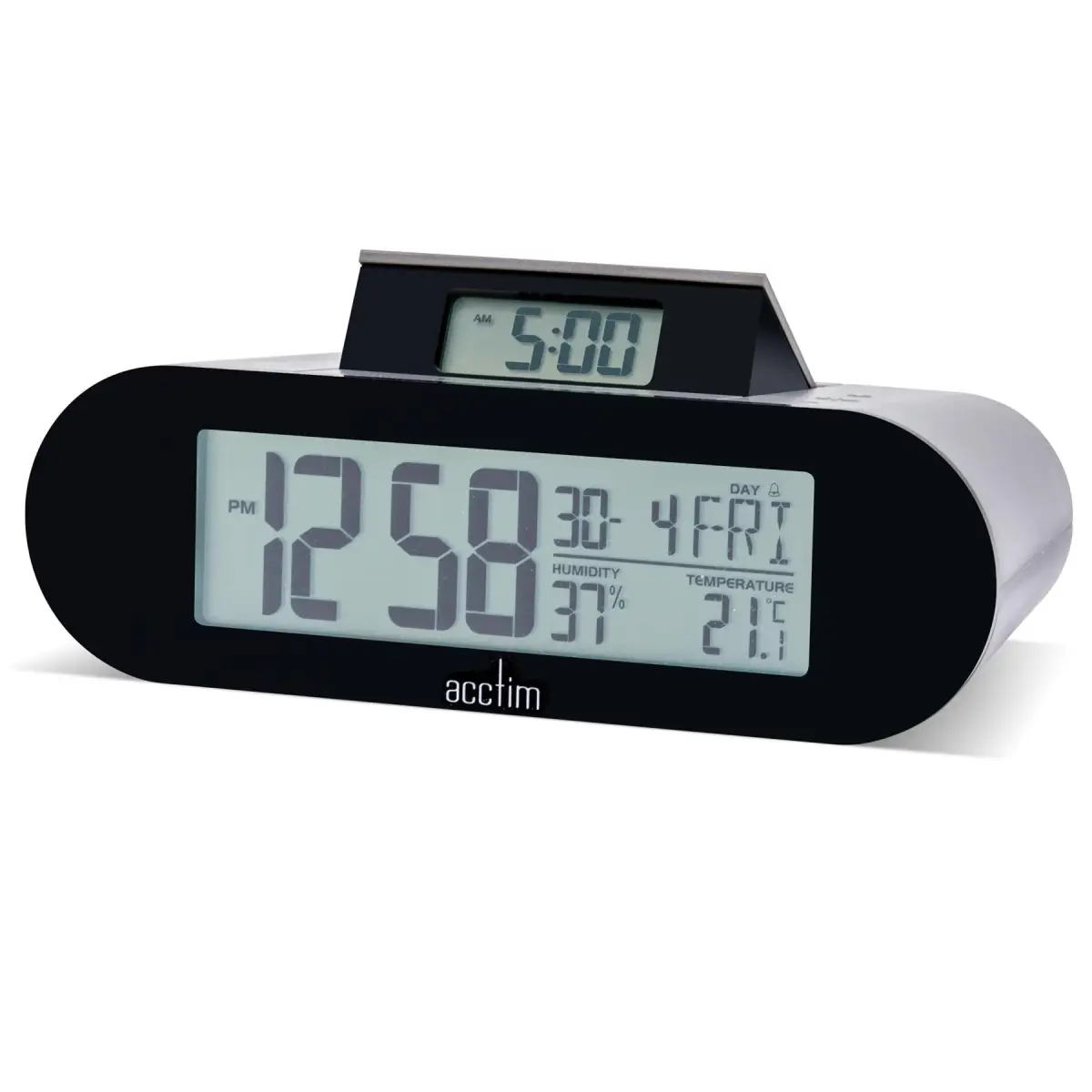 Acctim Acctim Kian Reverse Digital Pop Up Alarm Clock Matt Grey 16109 - Clock