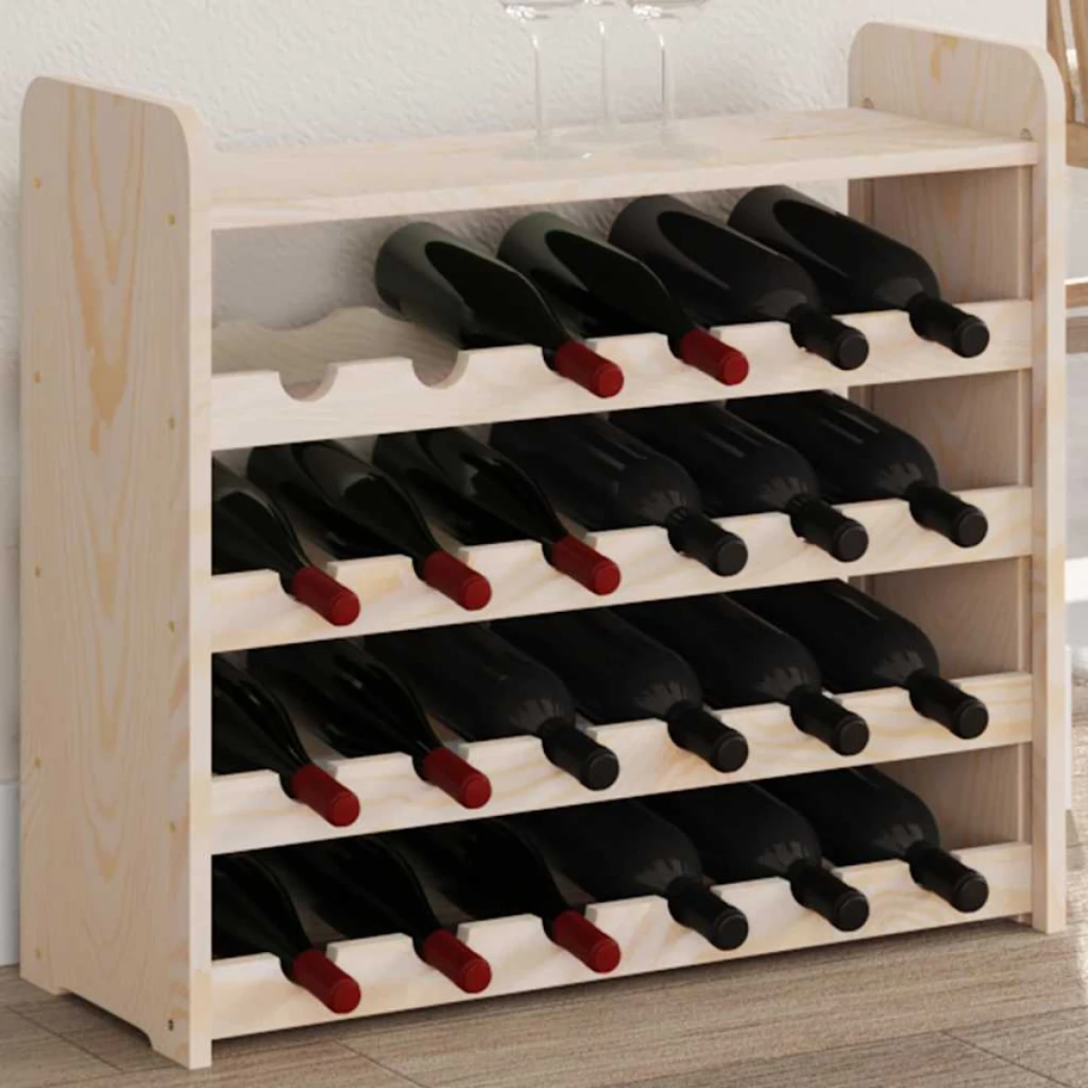 vidaXL vidaXL Wine Rack with Top Board 67.5x25x60 cm Solid Wood Pine - Wine Rack