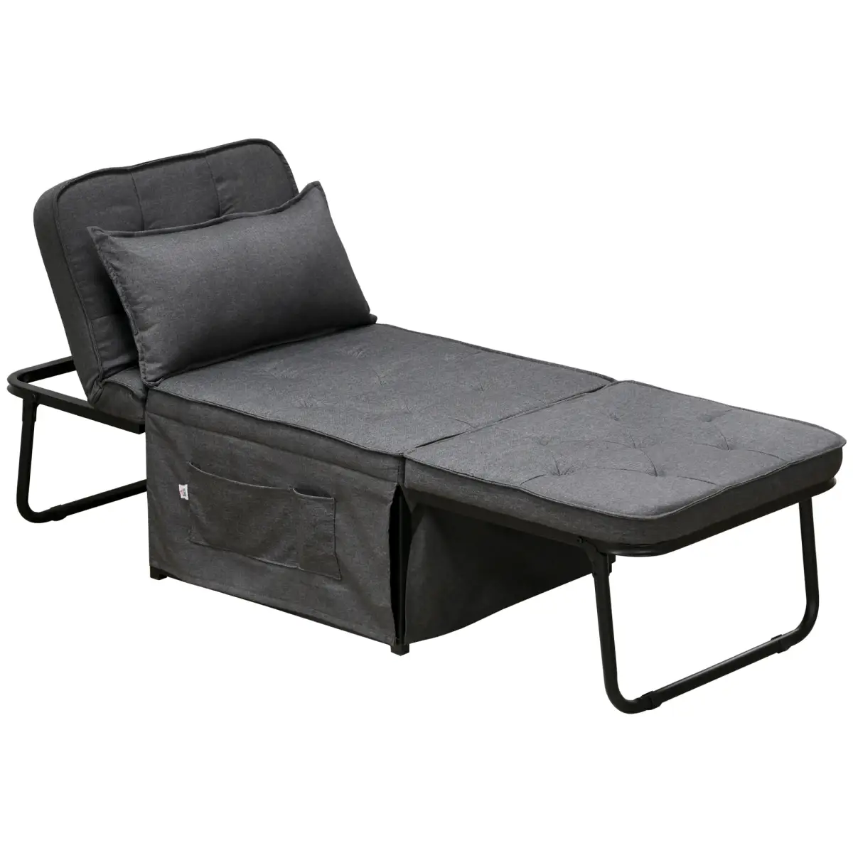 HOMCOM HOMCOM Folding Sleeper Chair Bed with Pillow and Side Pockets, Charcoal Grey - Folding Chairs