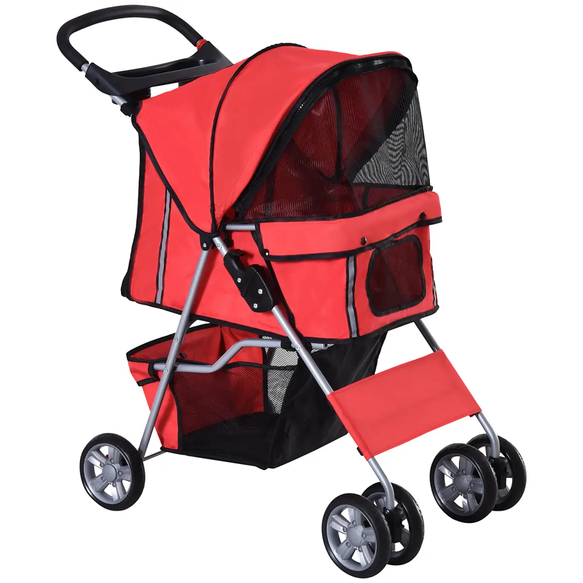 Unbranded Pet Stroller Carrier Foldable Deluxe Jogger Travel Dog Cat 4 Wheels Pawhut - Pet Carrier