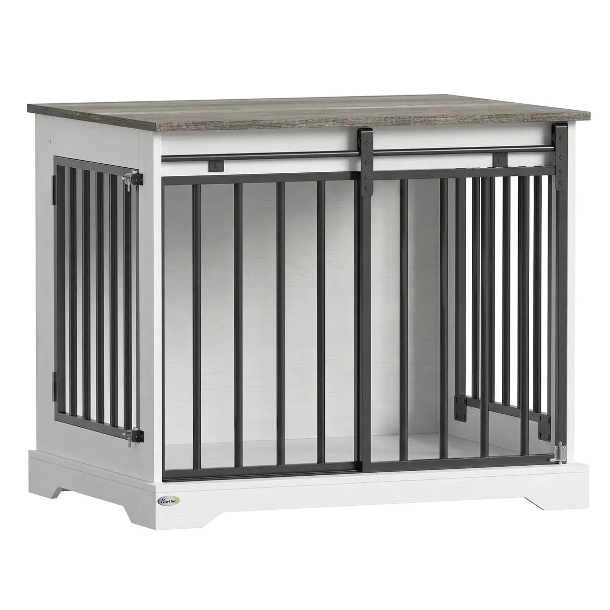 PawHut 80 cm Dog Crate Furniture with Sliding Barn Door for Medium Dogs, White - from PawHut