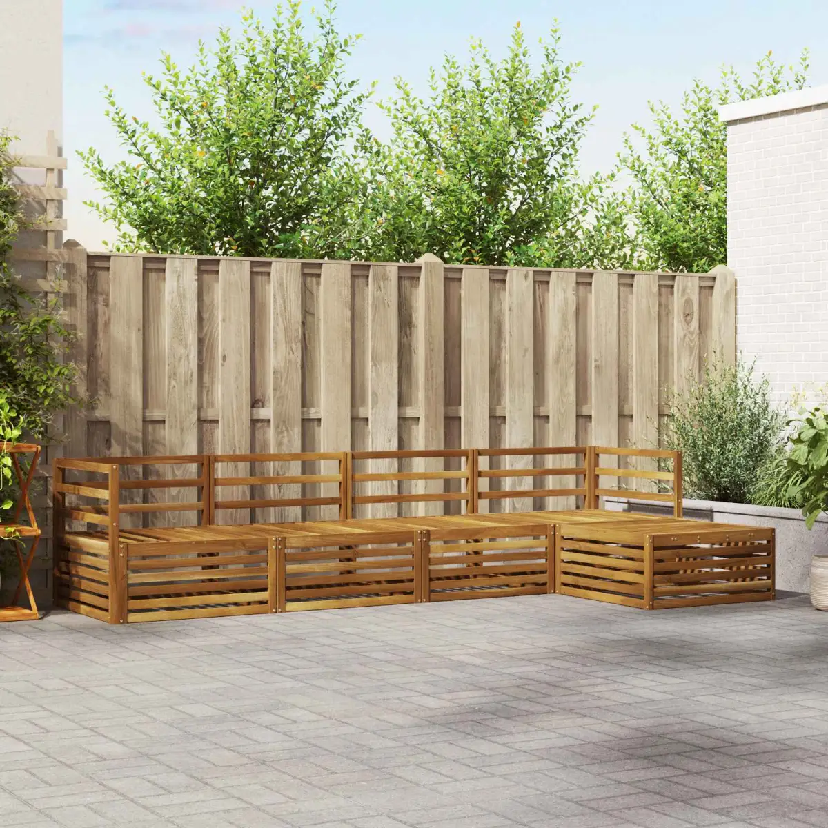 vidaXL vidaXL Outdoor Sofa Set 5 pcs Natural Solid Acacia Wood - Garden Sofa Sets