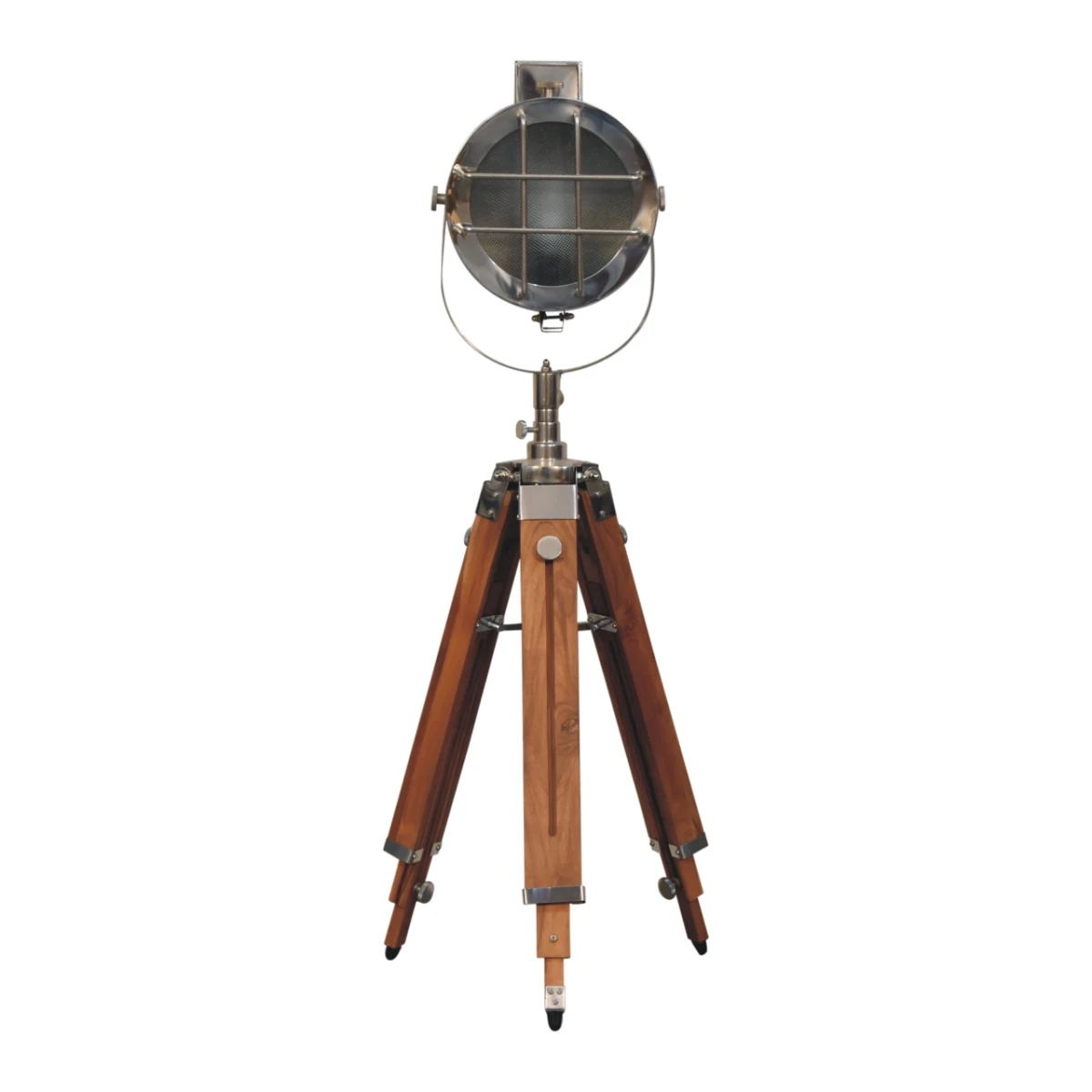 Artisan Furniture Artisan Caged Chrome Spotlight Floor Lamp with Tripod Legs for Stylish Home Decor - Lamp
