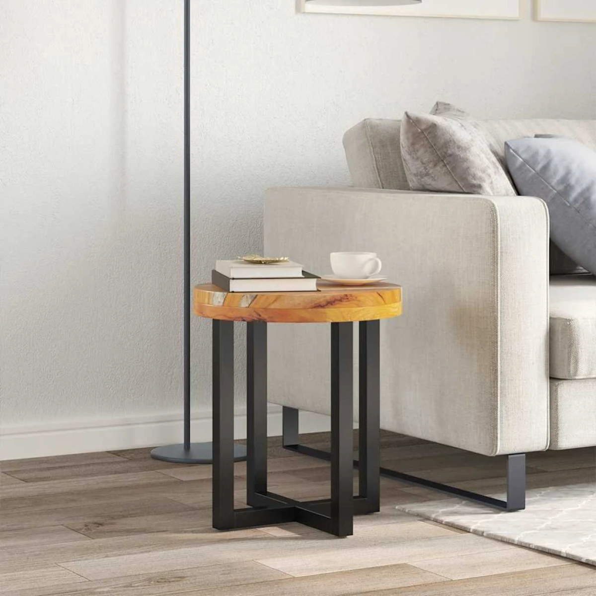 vidaXL Coffee Table 40x45 cm Teak Wood With Polyresin Decoration For Living Room by vidaXL