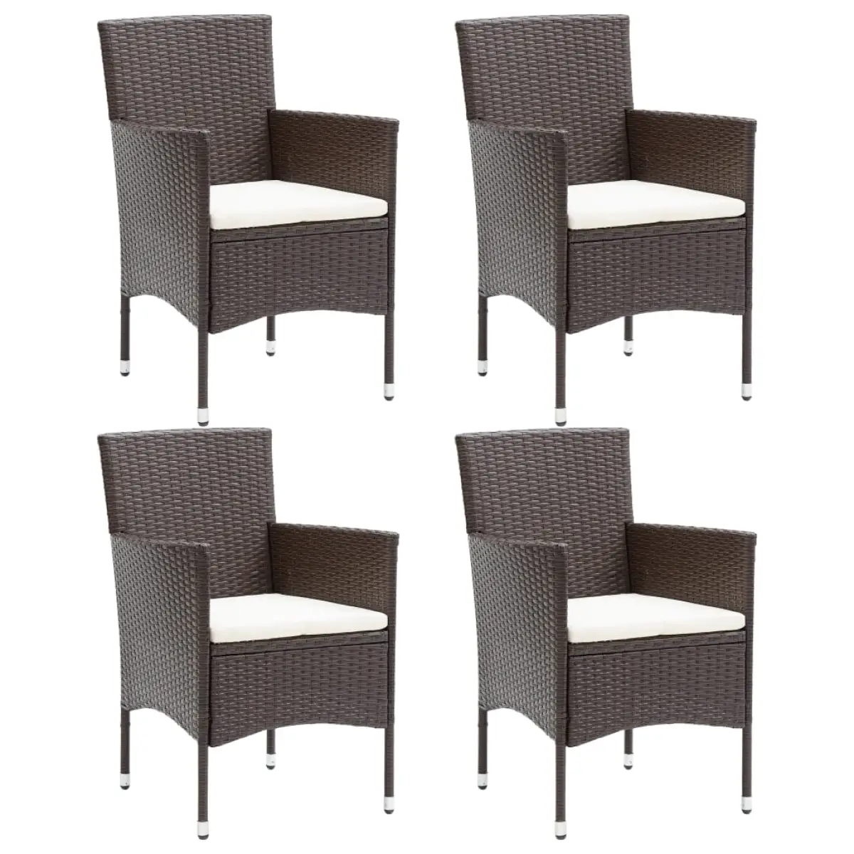 vidaXL vidaXL Garden Dining Chairs 4 pcs Poly Rattan Brown - Garden Chairs