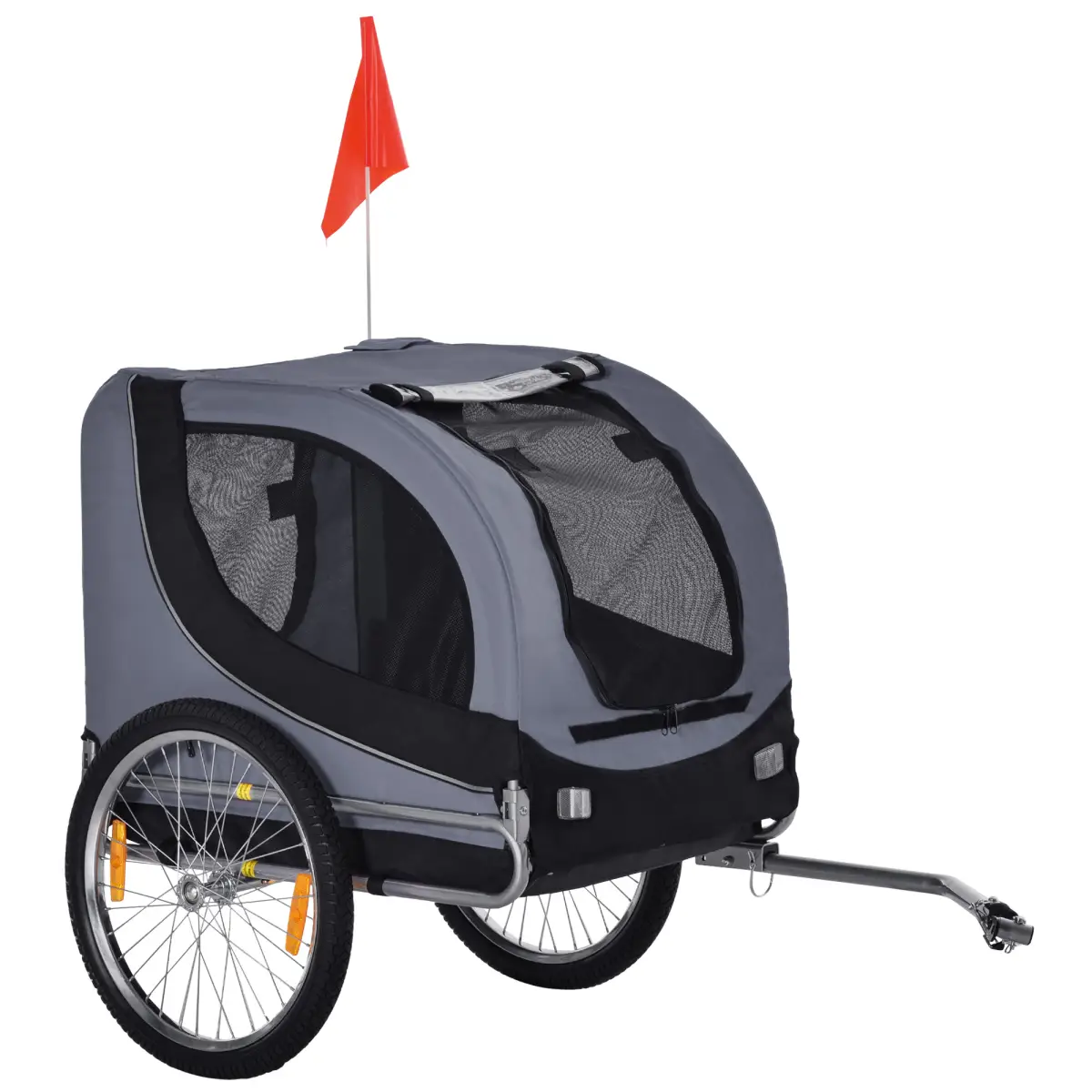 Pawhut Pet Bicycle Trailer Dog Cat Bike Carrier Water Resistant Travel Steel Grey - Pet Carrier