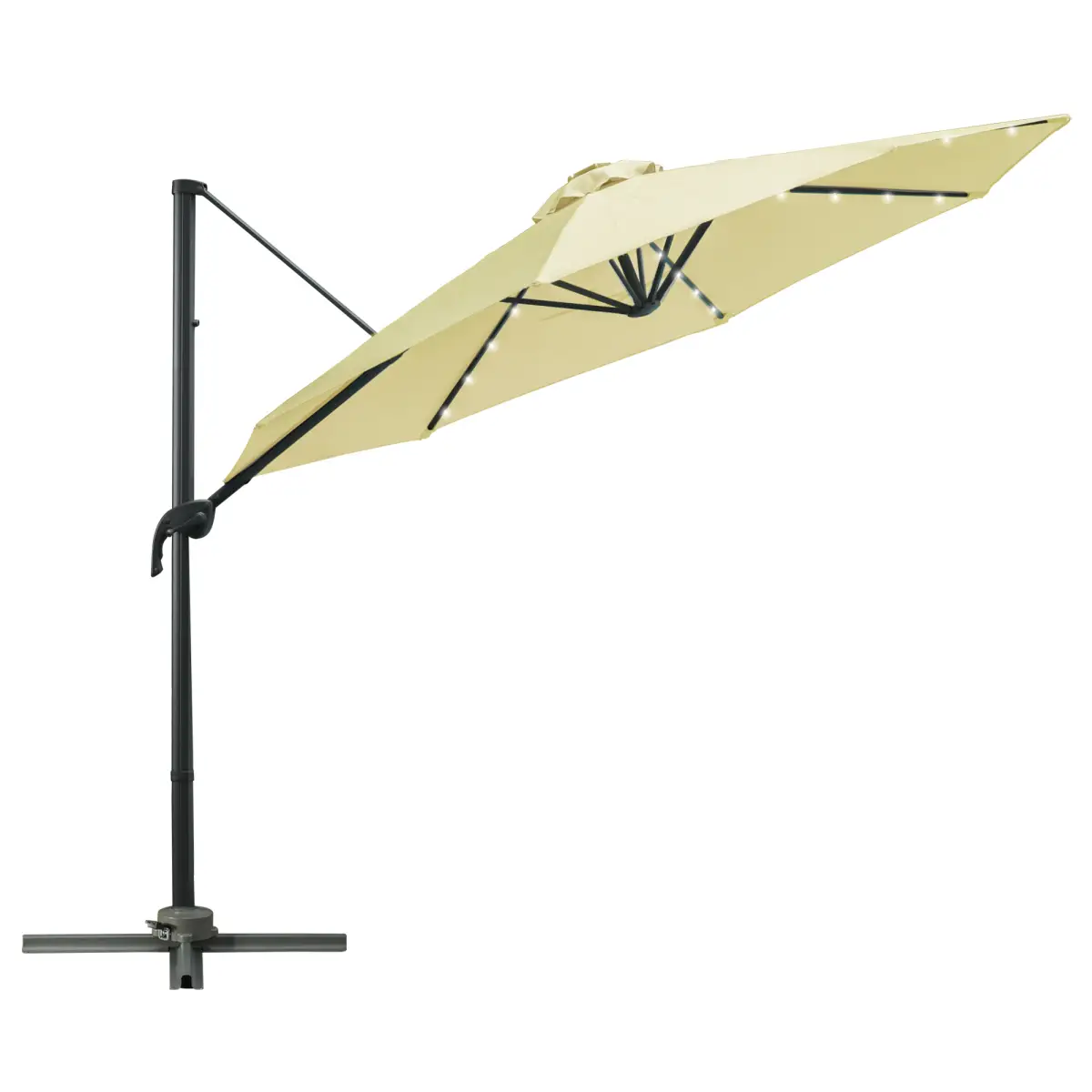 Outsunny 3m Cantilever Parasol Patio Umbrella with LED Solar Light Beige - Parasol