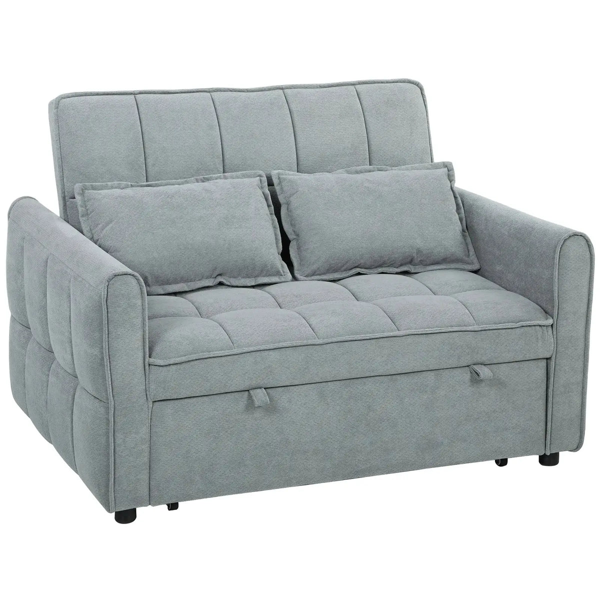 HOMCOM 2 Seater Sofa Bed, 3-in-1 Convertible Sleeper Sofa with Click-clack Adjustable Backrest and 2 Pillows, Grey - from HOMCOM