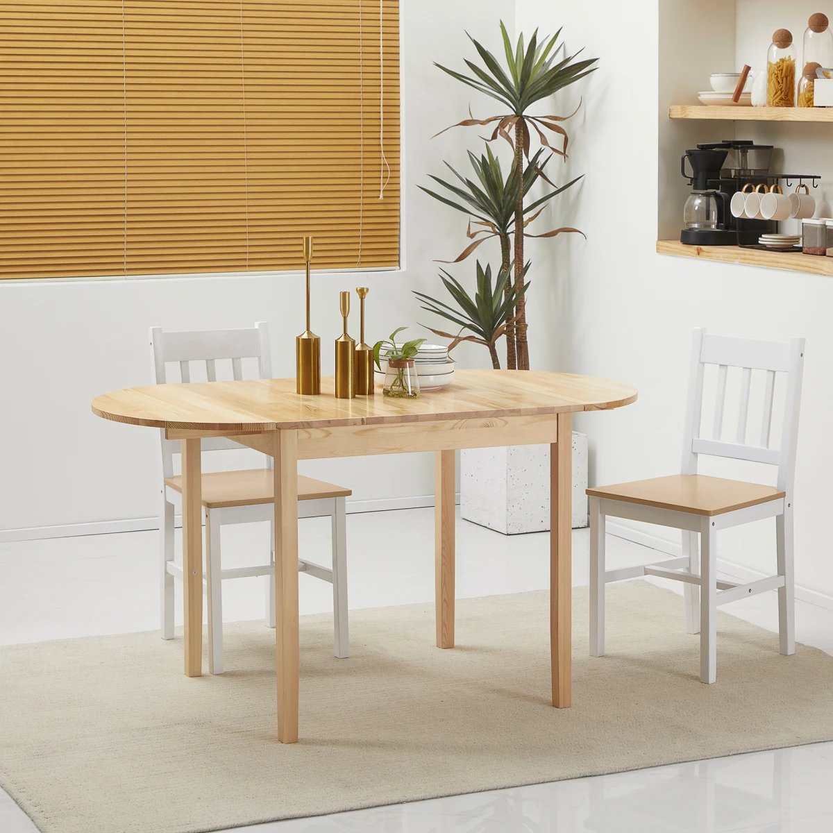 Natural Pine Dining Table Set Large Oval Drop Leaf Non Slip Feet Chairs Included Seats Four To Six by N/A