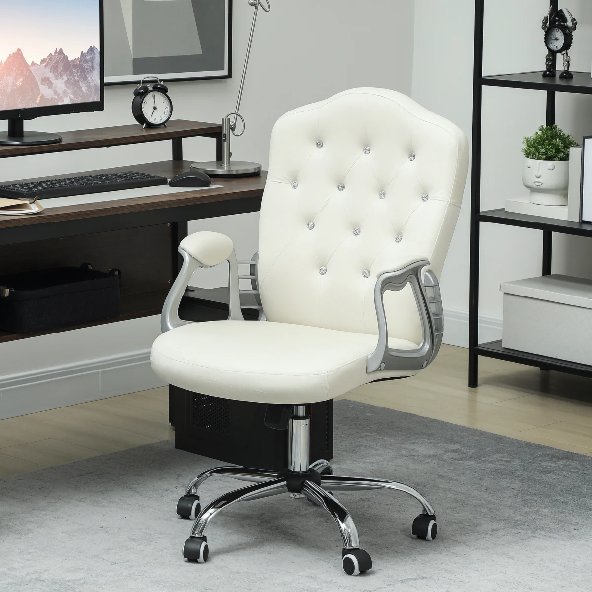 Lux Office Chair 47-57cm Diamond Cushioned Home by N/A