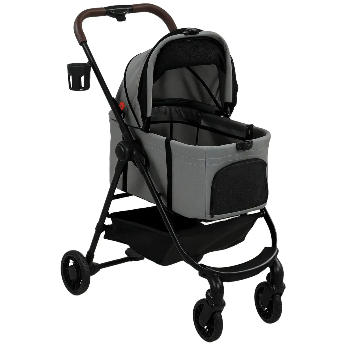 PawHut Dog Stroller, 3 in 1 Foldable Pet Stroller for Small Puppy Cat with Detachable Travel Carrier, Storage Basket, Grey - from PawHut
