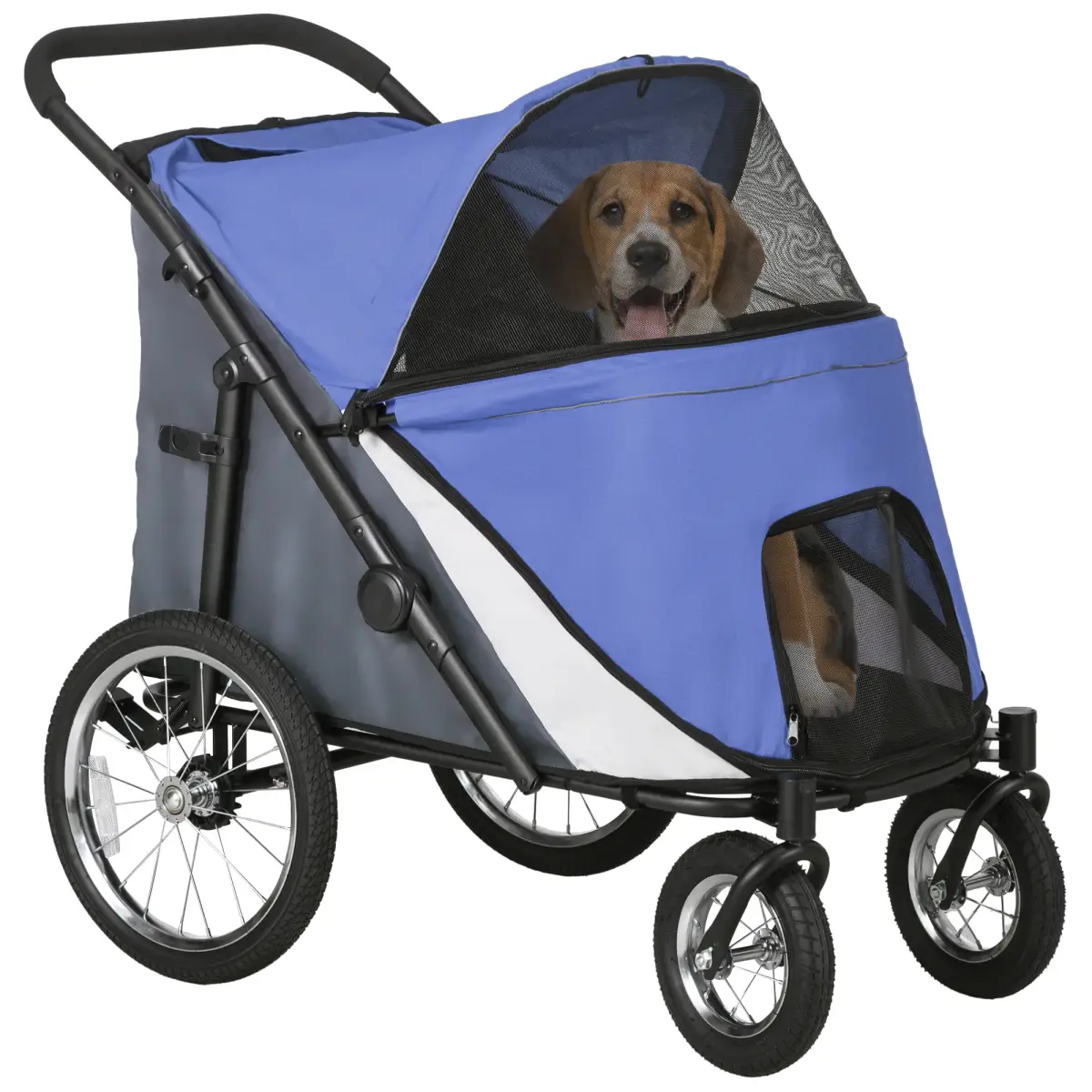 PawHut PawHut Foldable Pet Stroller with Cushion, for M, L Dogs - Blue - Pet Carrier