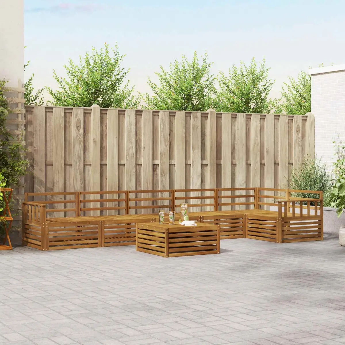 vidaXL vidaXL Outdoor Sofa Set 7 pcs Natural - Garden Sofa Sets