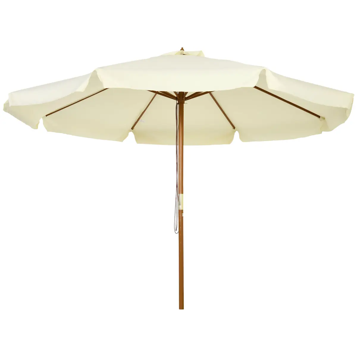 Outsunny Outsunny Garden Parasol Patio Umbrella with Ruffles and Wooden Pole Beige - Parasol