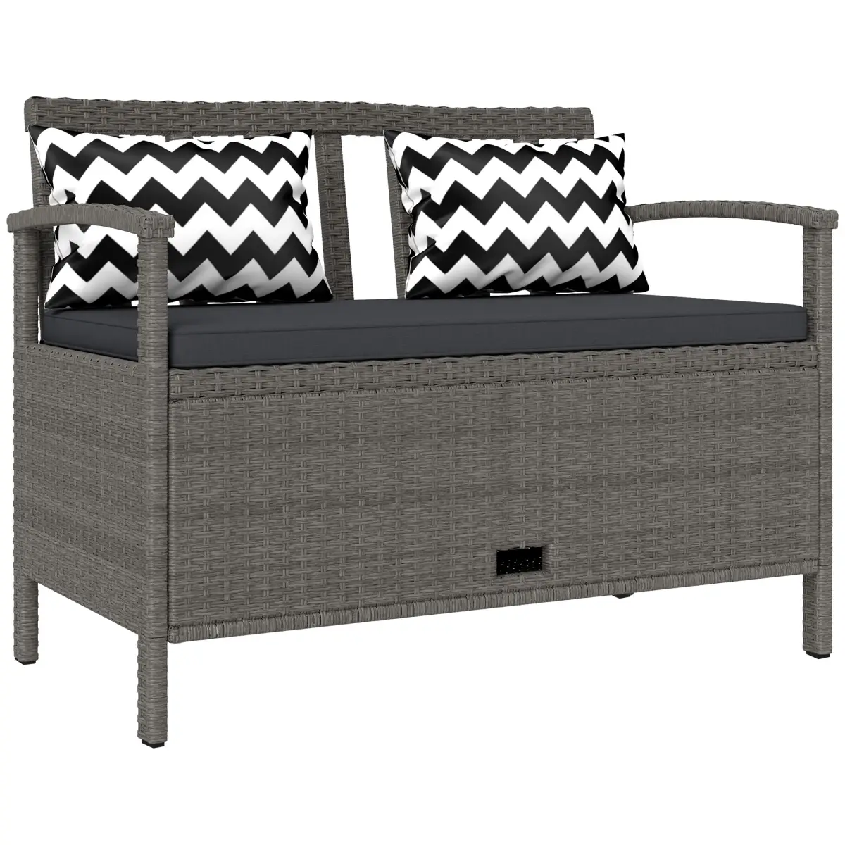 Outsunny Outsunny 160L Rattan Garden Storage Bench, Cushioned Outdoor Bench, Grey - Garden Chairs