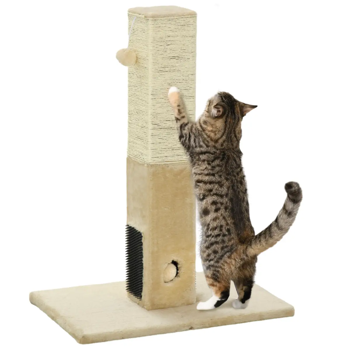 PawHut PawHut Cat Scratching Post Scratcher Climber w/ Carpet Base Hanging Toy - Beige - Cat Tree