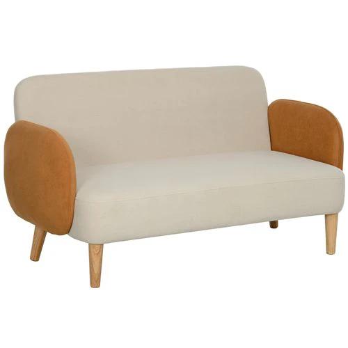 HOMCOM Modern 2 Seater Sofa w/ Rubber Wood Legs 130 x 74 x 76cm - Sofa