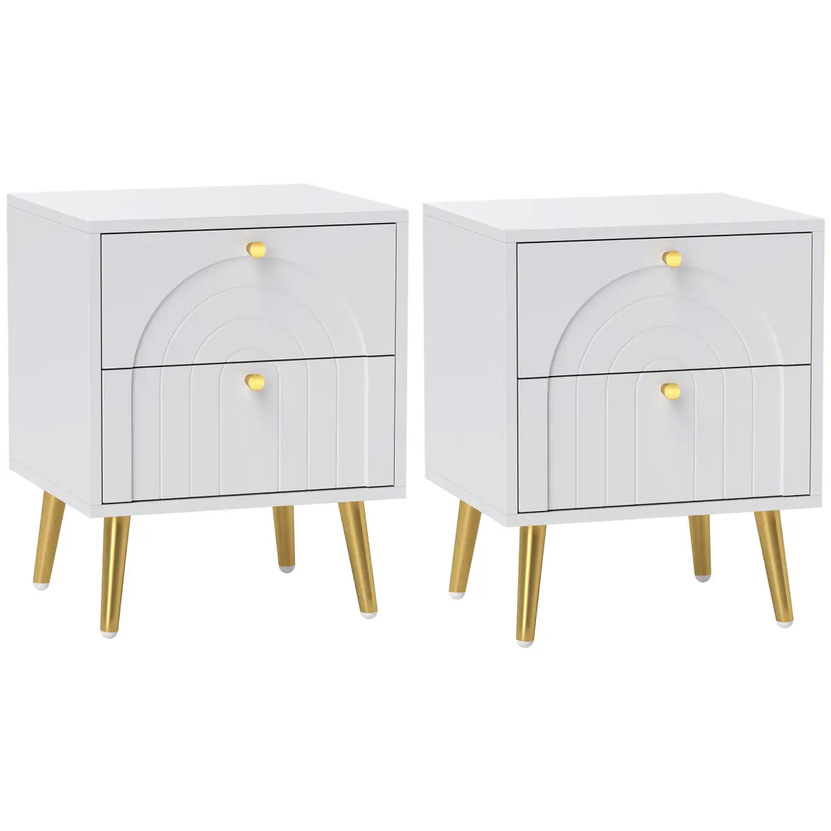 HOMCOM HOMCOM 2-Piece Bedside Tables Set with 2 Drawers for Bedroom, White - Bedside Table