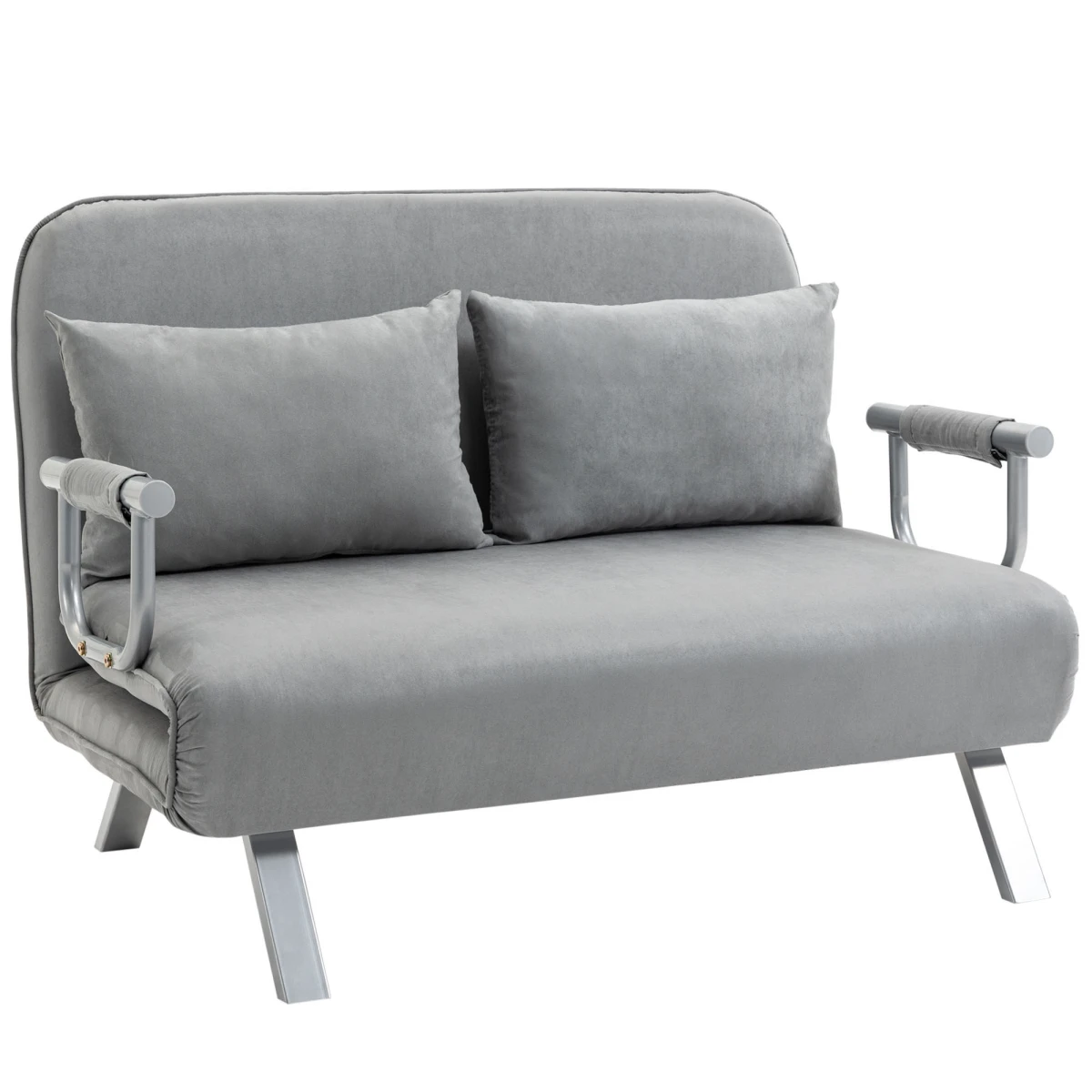 HOMCOM HOMCOM 2 Seater Sofa Bed Click Clack Light Grey Living Room - Sofa Bed