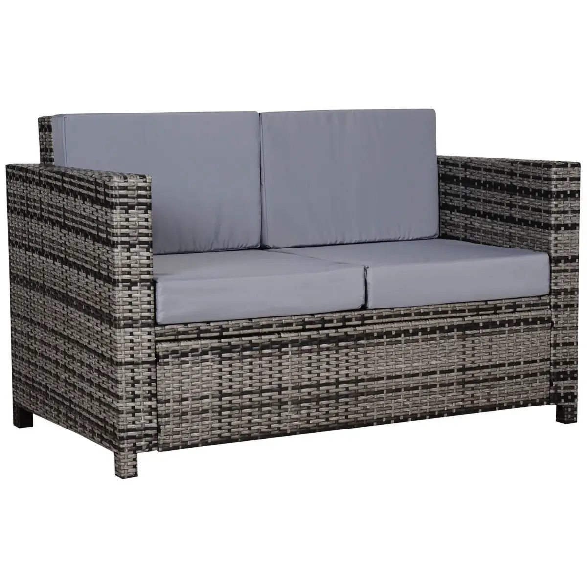 Outsunny Outsunny Rattan Wicker 2-seat Sofa Loveseat Padded Garden Furniture Grey - Garden Sofa Sets