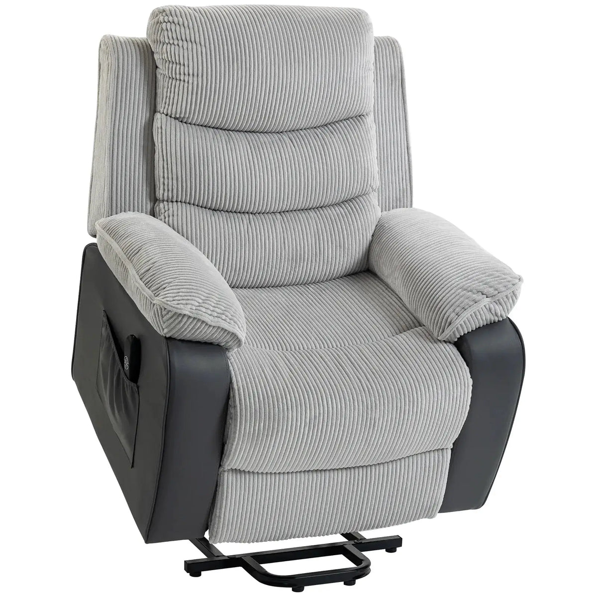 HOMCOM Power Lift Chair for Elderly, Corduroy Recliner with Wide Seat, High Back, USB Port, Side Pockets, Light Grey - from HOMCOM