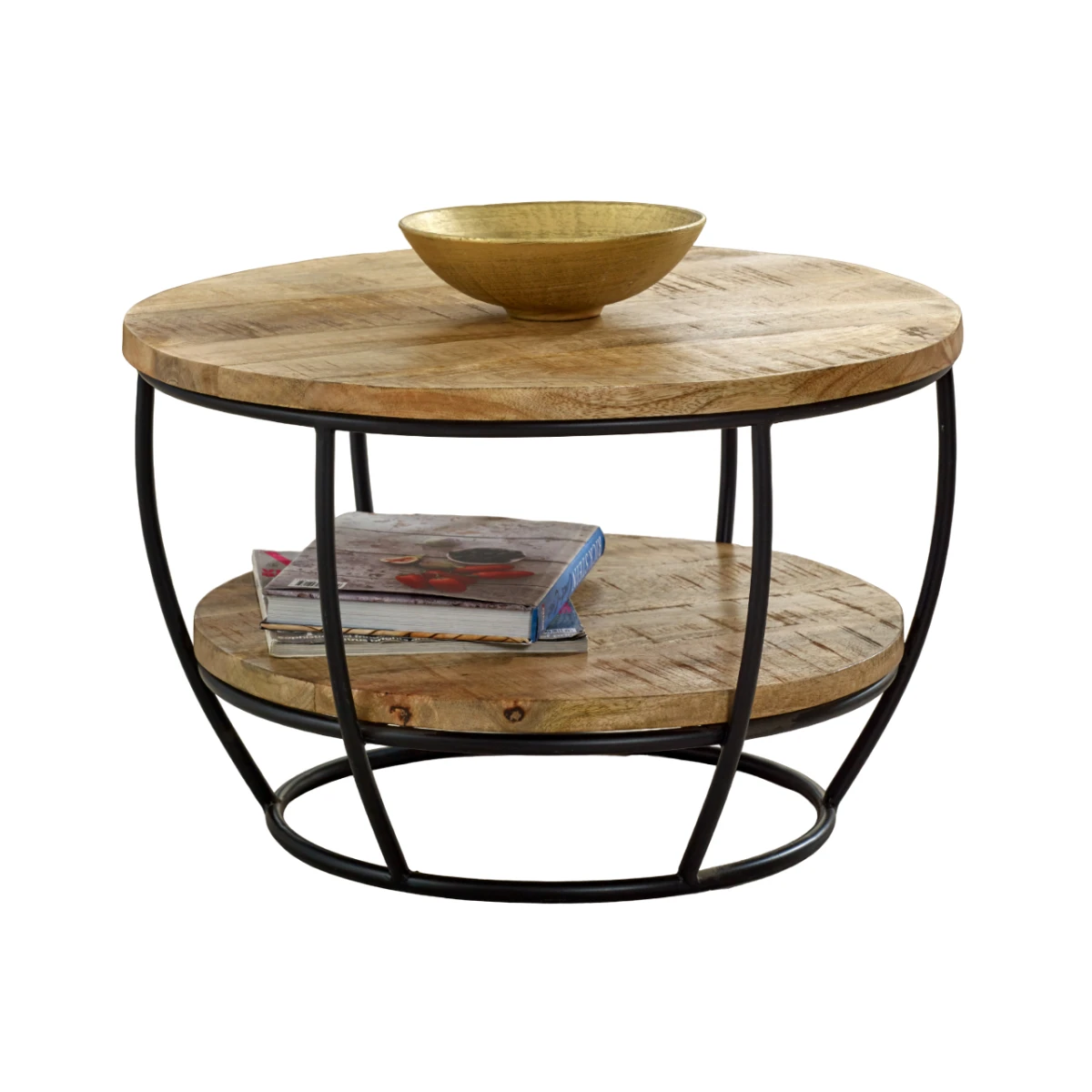 Indian Hub Surrey Round Coffee Table With Shelf Living Room - Coffee Table