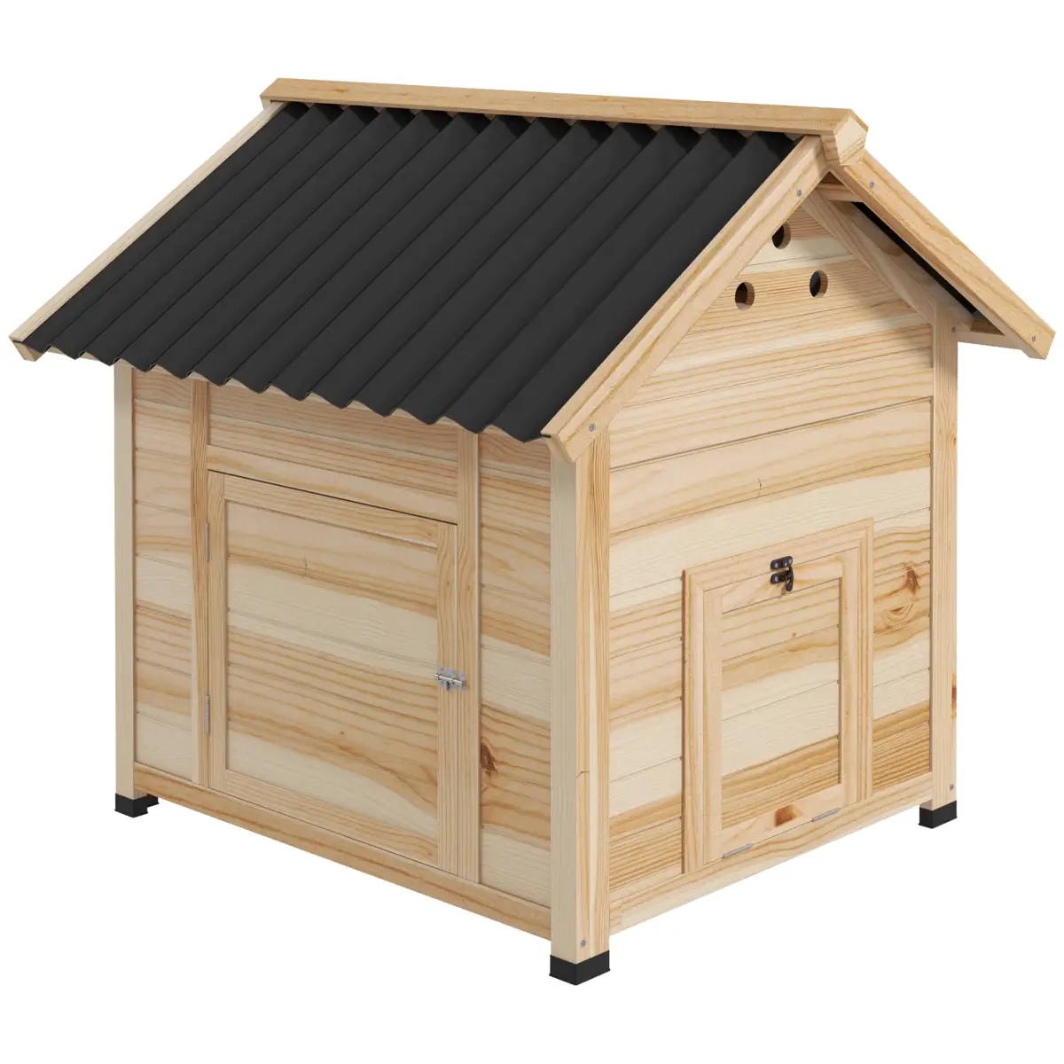 PawHut PawHut Wooden Duck House, Poultry Coop with Double Doors, Openable Roof - Chicken Coop