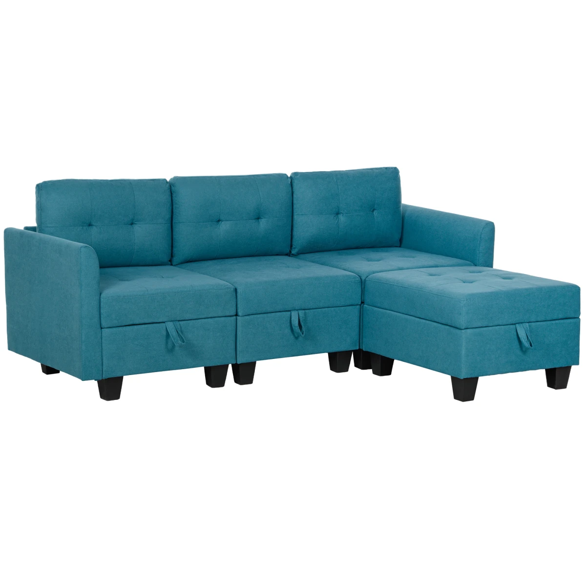 HOMCOM L Shaped Modular Sofa With Storage Light Blue - Sofa