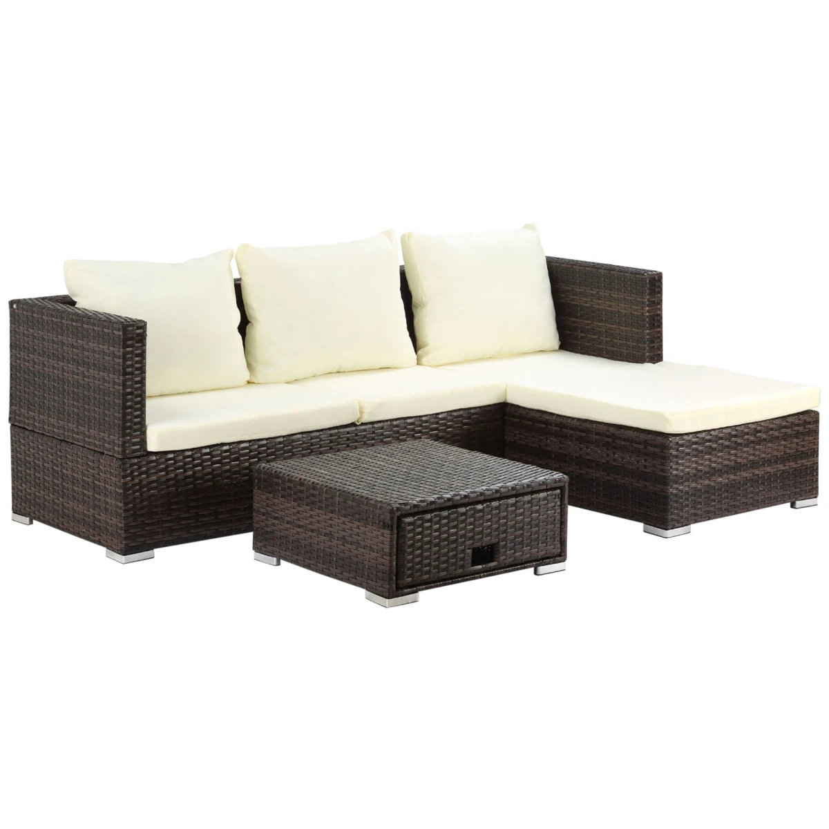 Top Rattan Sofa Set 4-Seater With Storage Patio by Outsunny
