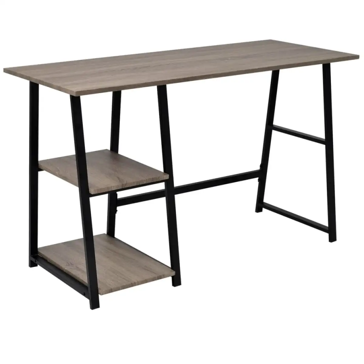 vidaXL vidaXL Desk with 2 Shelves Grey and Oak - Desk