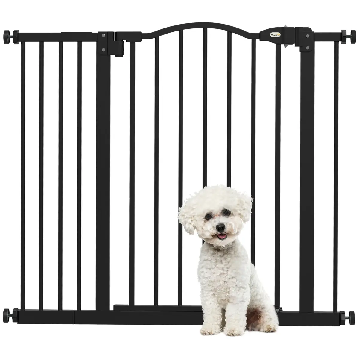 PawHut PawHut 74-94cm Adjustable Metal Pet Gate Safety Barrier w/ Auto-Close Black - Pet Gate