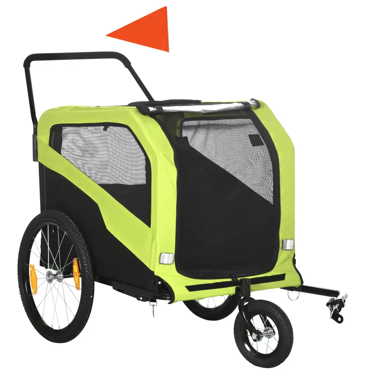 PawHut 2 in 1 Dog Bike Trailer Pet Stroller for Large Dogs W/ Hitch - Green - Pet Carrier