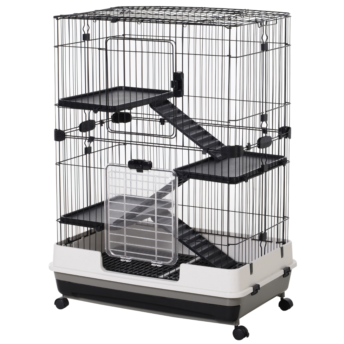 3 Tier Small Animal Cage Pet Play House for Rabbits Ferret Chinchilla W/ Ramp - from PawHut