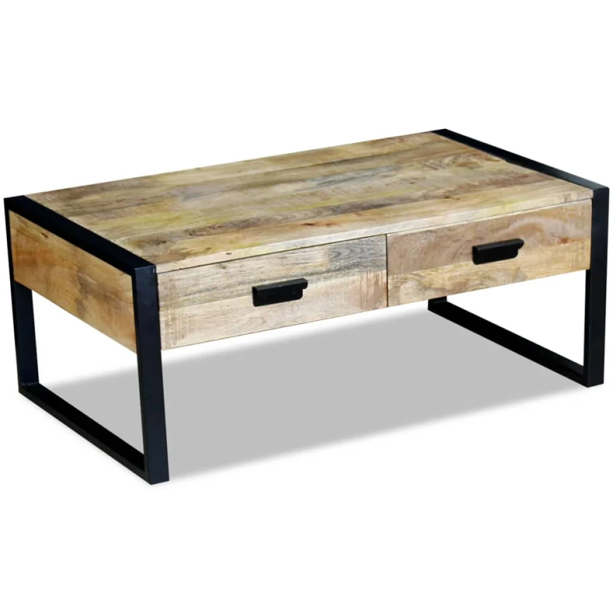 vidaXL VidaXL Coffee Table 100x60x40 cm Two Drawers Solid Mango Wood Living Room Decor Essentials - Coffee Table